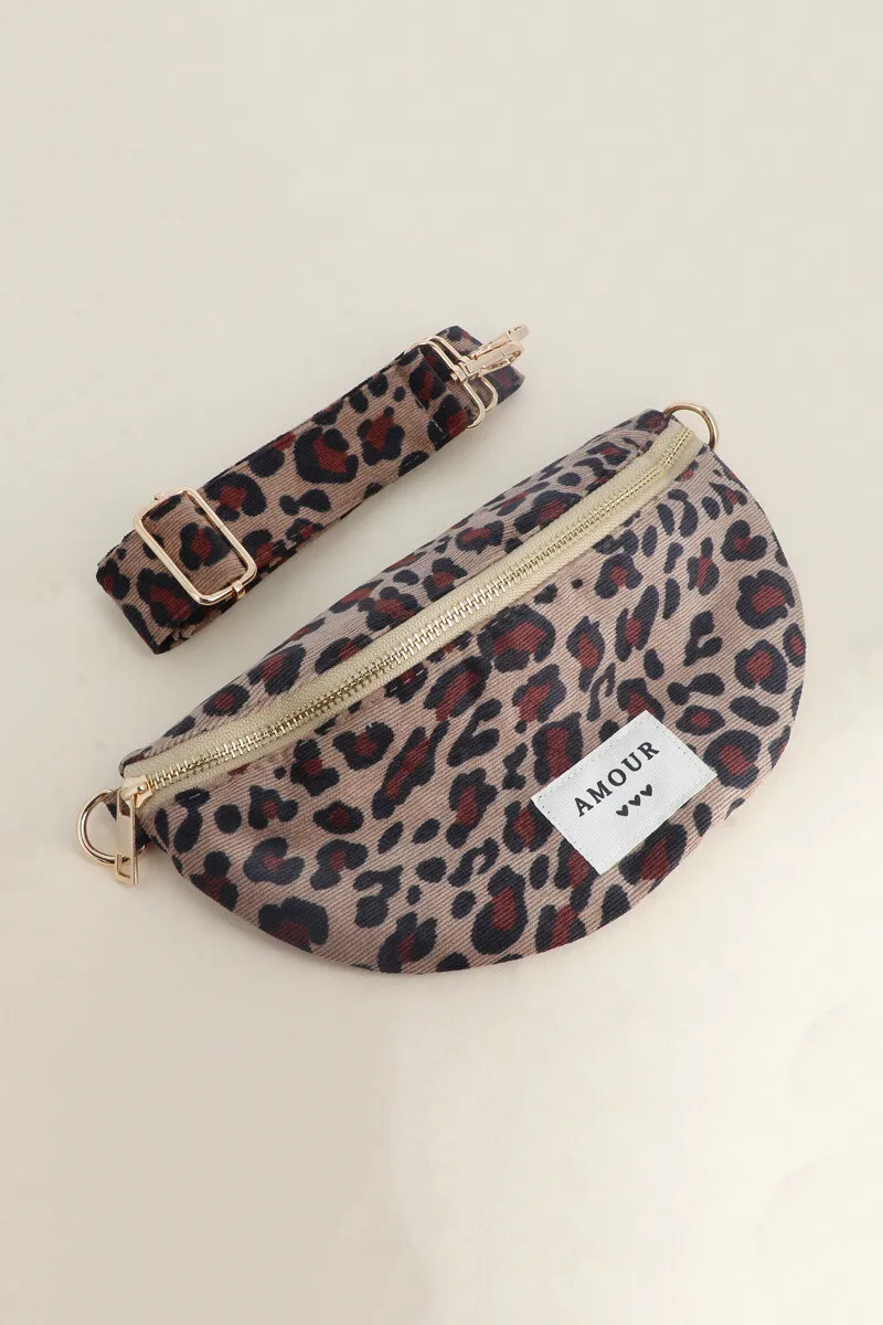 Bauchgürteltasche / Schultergurt - bedruckte Leopardenmuster